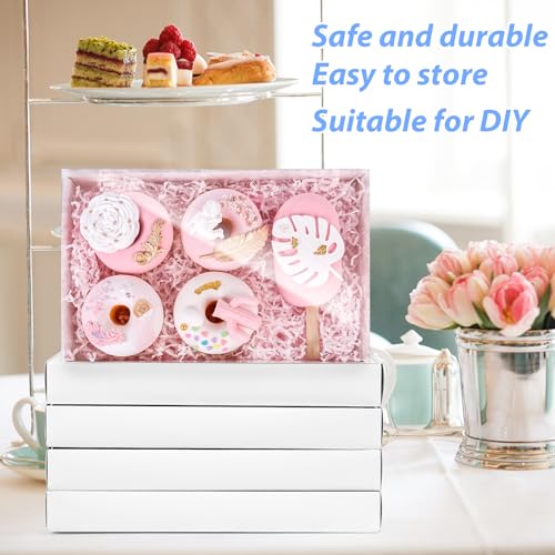 JOHOUSE 25PCS Cookie Boxes, White Bakery Box with Full Window Clear Macaron Boxes 9.5x6x1.2 Inch for Pastries Chocolates Cookies Birthday Party Wedding
