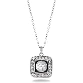 Inspired Silver - Silver Square Charm 18 Inch Necklace with Cubic Zirconia Jewelry
