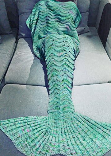 YUSHOP Mermaid Tail Blanket Soft Cozy Cotton Gift for Adults Girls Birthday Christmas Thanksgiving New Year