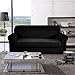 CHUN YI Stretch Loveseat Sofa Slipcover 2 Piece Sofa Cover, 2 Seater Couch Slipcover Coat Soft Washable Furniture Covers with Elastic Bottom, Checks Spandex Jacquard Fabric, Medium, Black