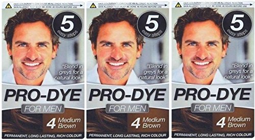 Glamorize Pro-Dye For Men (3 Pack) (Medium Brown (Shade 4))