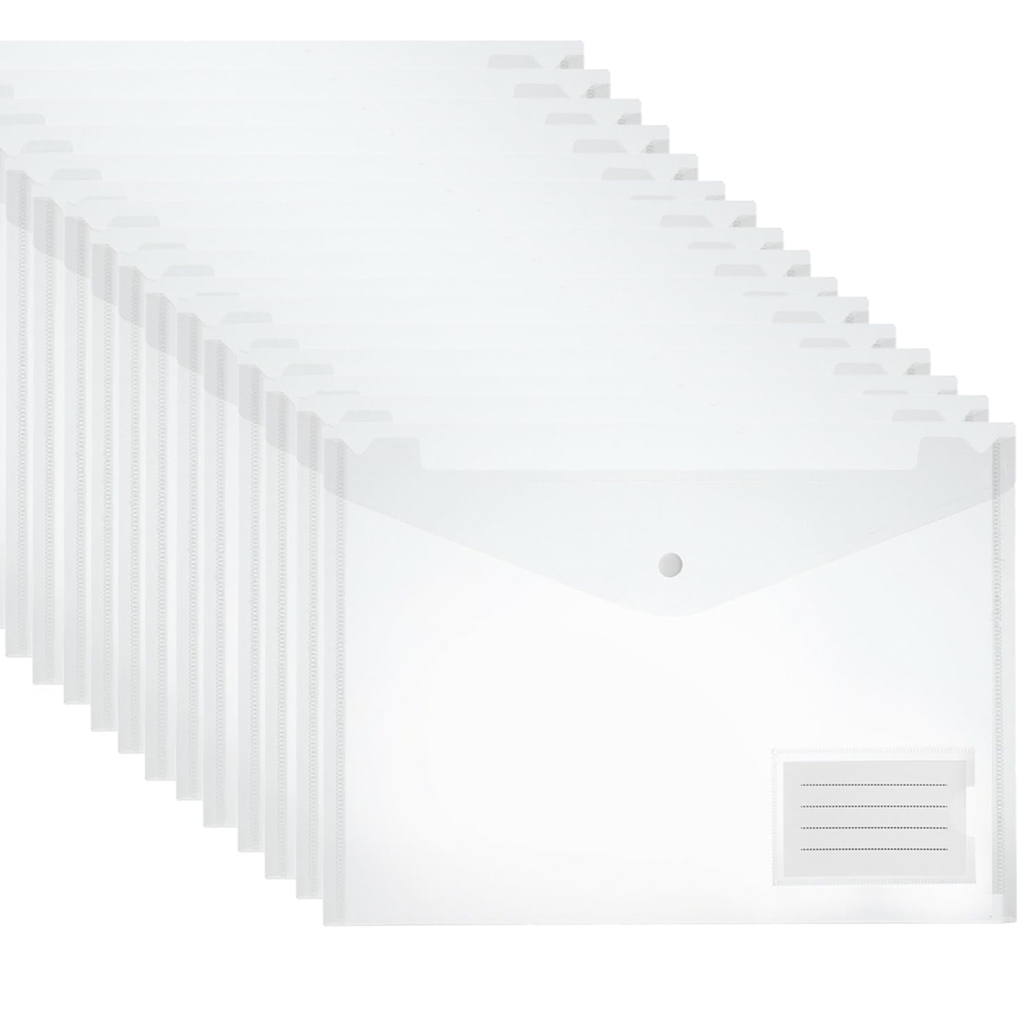 Plastic Wallets Folders - 25 Pcs A4 Clear Plastic Popper Wallet Document Folder with Button Closure - AVARTEK