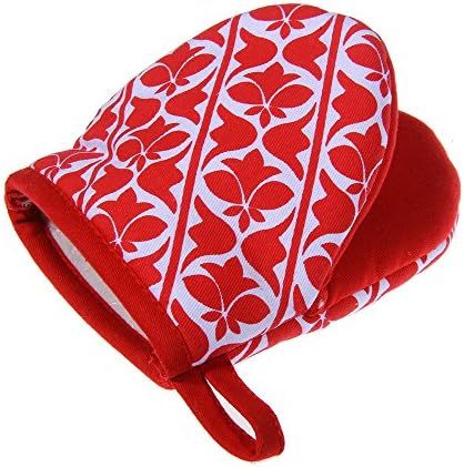 ZADA Mei Kitchen Bakery Oven Microwave Oven Heat Resistant Glove Paisley Pattern Mini Single (Red)