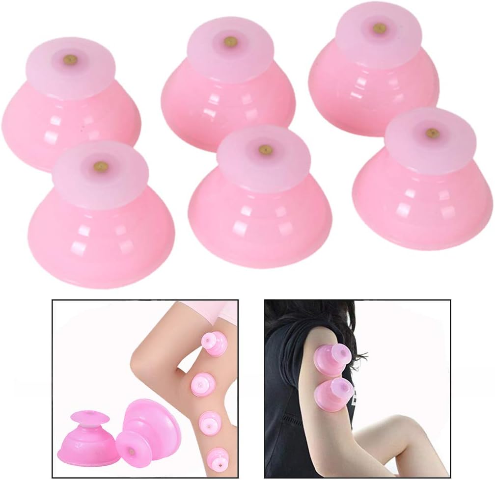 Xrten 6 Pcs Silicone Massage Cupping Set, Massage Vacuum Cup Therapy Set for Anti-Cellulite Pain Relaxation and Stress Reduction