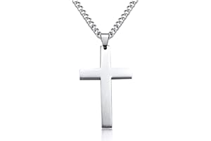 ROSTIVO Cross Necklace Pendant for Women and Men Cross Chain Gift (Silver)
