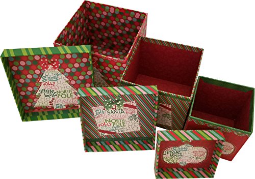 Christmas boxes, 16 count nested, assorted large set with many sizes and prints, fits in one box