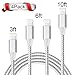 iPhone Cable,AOFU Lightning Cable 4Packs 3FT 6FT 6FT 10FT to USB Syncing and Charging Cable Data Nylon Braided Cord Charger for iPhone 7/7 Plus/6/6 Plus/6s/6s Plus/5/5s/5c/SE and more (Silver&White)
