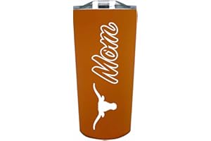 Campus Colors NCAA Stainless Steel Travel Tumbler for Mom - 18 oz - Double Walled Insulated Drinkware (Texas Longhorns - Texas Orange)