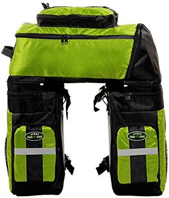 65L Waterproof Cycling Bag Bicycle Rack Bag Long Journey Luggage Mountain Bike Pannier Cycling Bags +Rain Cover (Green)