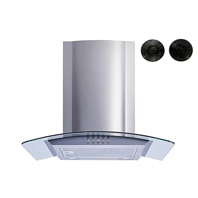 Winflo 30" Convertible Wall Mount Range Hood, Stainless Steel/Glass