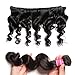 Jolia Hair 8A Grade Unprocessed Brazilian Loose Wave 3 Bundles 100% Virgin Brazilian Human Hair Weave Extensions Full Head, Natural Black Color, 95-100g/Bundles (22 24 26, Natural Color)