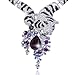 EVER FAITH Austrian Crystal Gorgeous Tiger Flower Teardrop Necklace Earrings Set Purple Silver-Tone