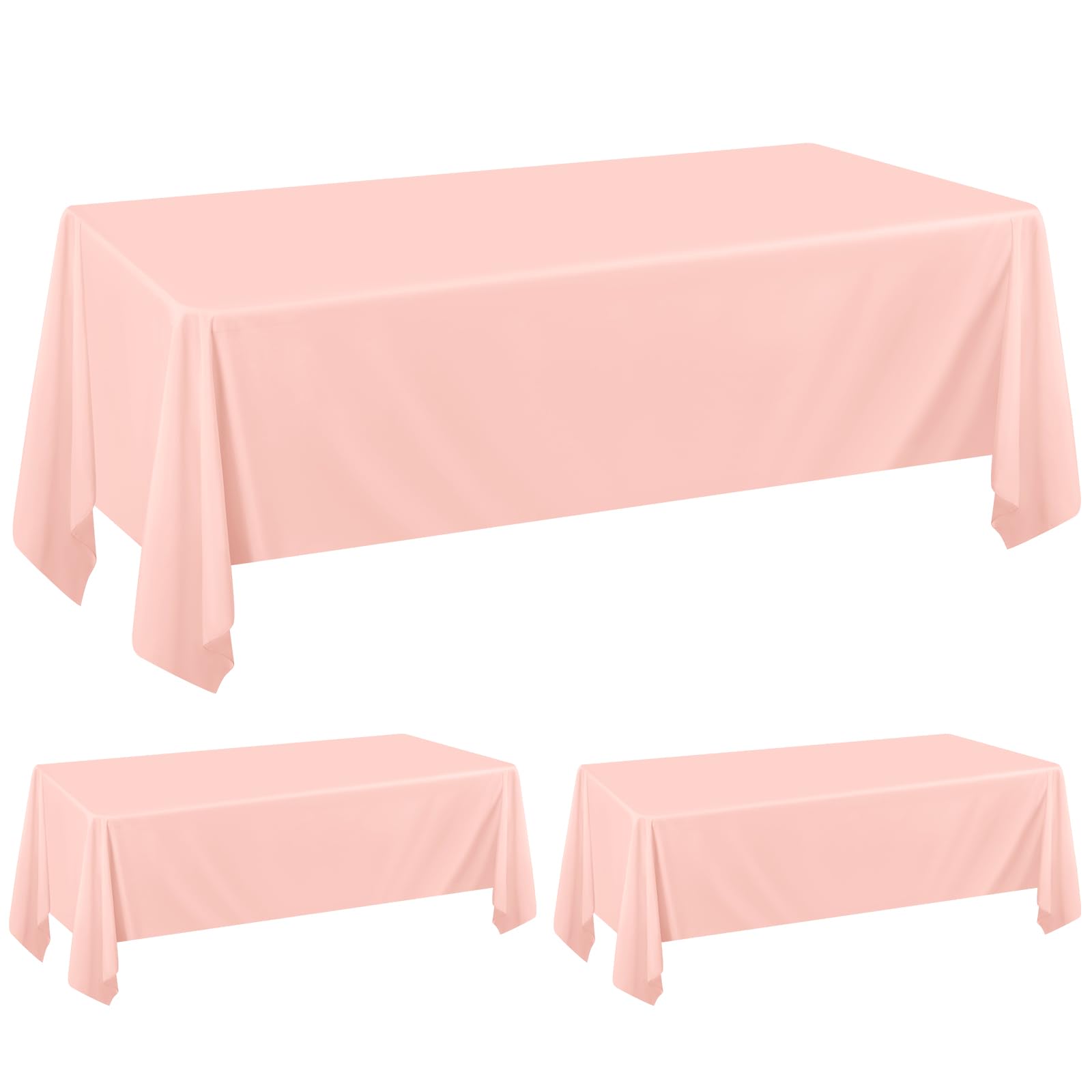 Pesonlook 2Pack Pink Tablecloths for 6 Foot Rectangle Tables - 60 x 102 Inch Rectangle Table Cloth - Polyester Fabric - Washable - For Wedding Reception, Banquet, Party, Restaurant — image 1