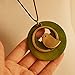 QIAONAI Wood Style Round Green Bird Pendant Handmade Nature Jewelry 39