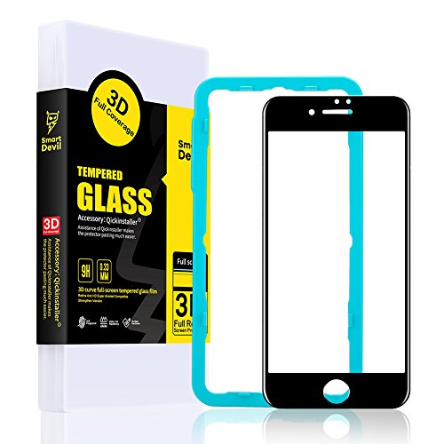 SmartDevil Screen Protector for iPhone 7 Plus 8 Plus Tempered Glass 3D Full Front Film Easy Installation, Bubble Free, Case Friendly Screen Protector for Apple iPhone 8 Plus [5.5 inch] [Black Edge]