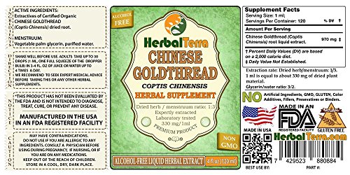 Chinese Goldthread (Coptis Chinensis) Glycerite, Dried Root Alcohol-FREE Liquid Extract 2 oz