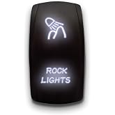ROCK LIGHTS - White - STARK 5-PIN Laser Etched LED Rocker Switch Dual Light - 20A 12V ON/OFF