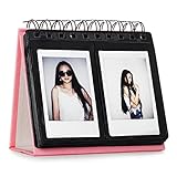 CAIUL Compatible 68 Pockets Desk Calendar Style Photo Album for Fujifilm Instax Mini 7s 8 8+ 9 25 26 50s 70 90 Films (Pink)