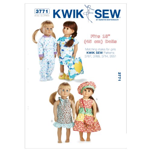 Kwik Sew K3771 Doll Clothes Sewing Pattern, Size Fits 18-Inch Dolls