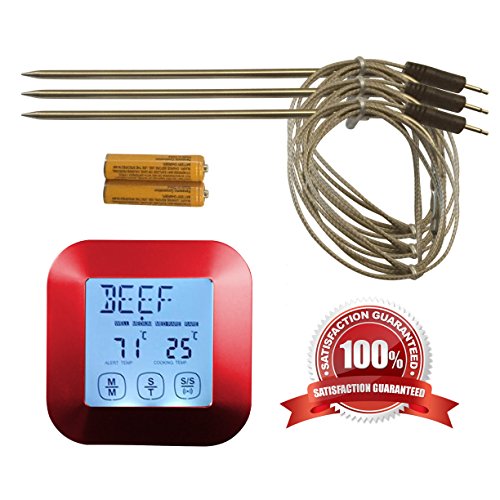 The clever life digital meat thermometer with 3 stainle…