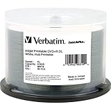 Verbatim DVD+R DL 8.5GB 8X DataLifePlus White InkJet Printable, Hub Printable, 50 Disc Spindle 98319