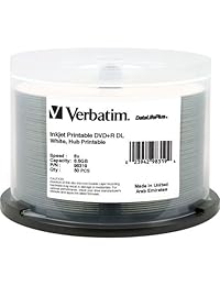 Verbatim 96862 DataLifePlus - Disco duro para impresora de inyección de tinta (8,5 GB, doble capa, 8 x 10 GB), color blanco impresión inkjet blanco