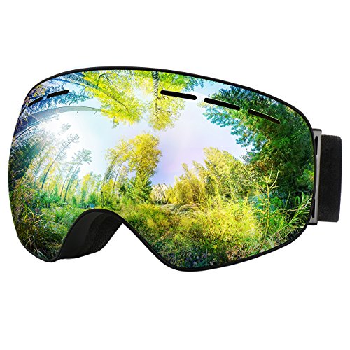 OMORC Lunettes de Ski Masque de Ski Protection Double Lentille Snowboard Lunettes Anti-UV Anti-buée Lunettes Sporting d'Hiver Adult