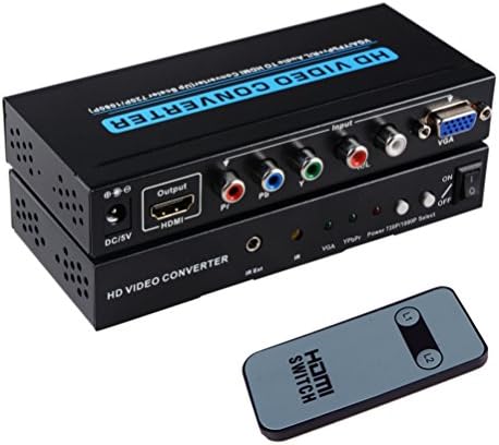 Aoken VGA/ 5RCA(YPbPr) Component to HDMI Converter v1.3 HDTV Video Converters Adapter for Blu-ray DVD, PS3, Xbox one to New HDTV or Monitor( Up scaler 720p/1080p))