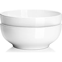 DOWAN 2 Packs Large Serving Bowls, 2.8 Quart Salad Bowls, Big Porcelain Pasta Bowl Set, Sturdy Ceramic Mixing Bowls, Microwav