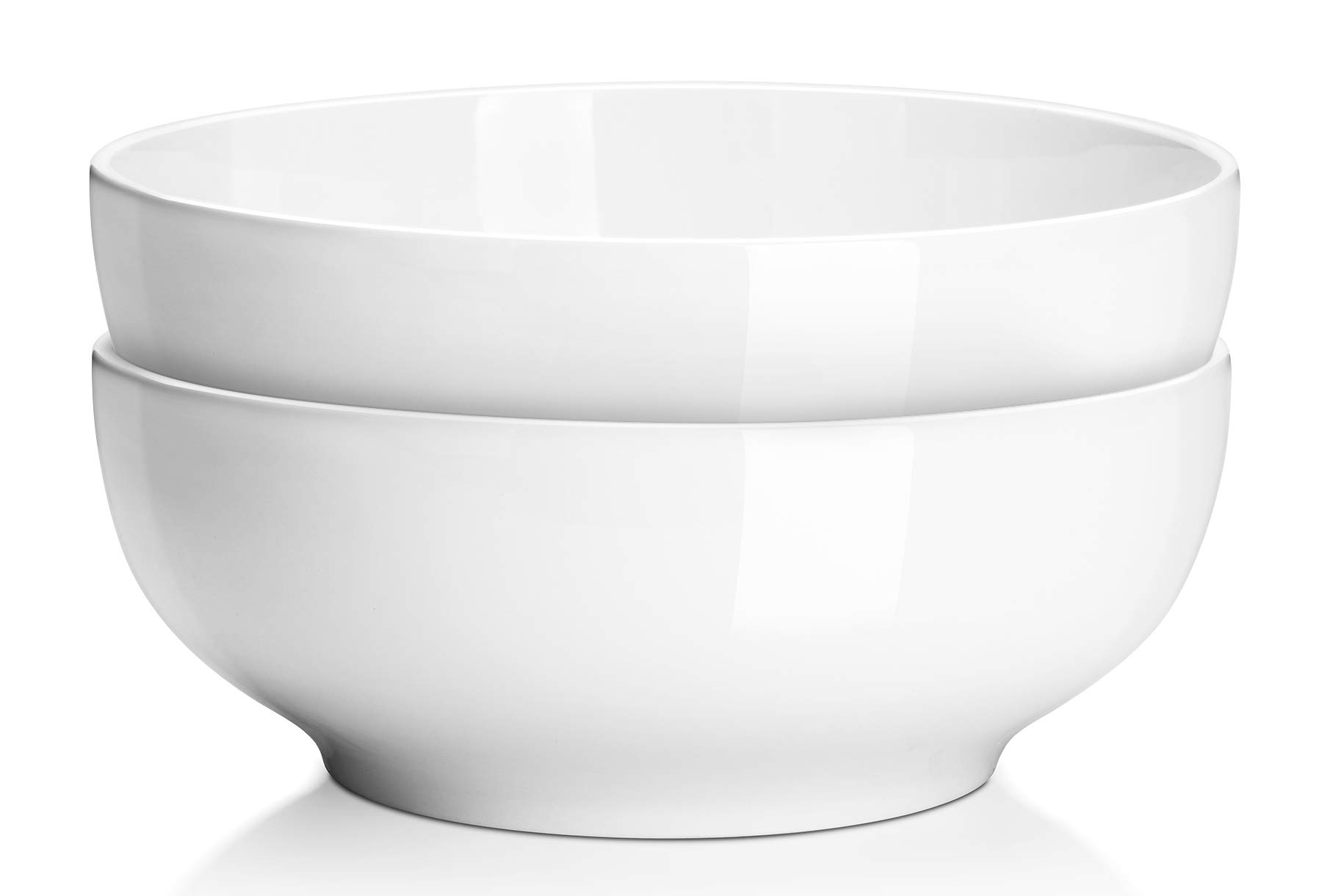 Photo 1 of DOWAN Serving Bowls, 9.5" Large Salad Bowls for Entertaining, Side Dishes, Pho, Pasta, Centerpiece Bowls for Dinner Parties, Kitchen Decor, Microwave & Dishwasher Safe, White
