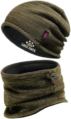 Decky Flat Top Knit Visor Beanie Jeep Ski Cap (One Size, Olive