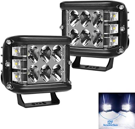WGL 2Pcs 4Inch 60W Side Shooter LED Cubes Work Lights Off Road Driving Light Spot Flood Combo White Warn Strobe Fit for Jeep Truck ATV SUV Boat 4WD