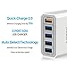 Lumsing Quick Charge 2.0 40W Multi-Port USB Desktop Charging Station Dock with Smart IC Technology, 1 Port QC2.0 + 4 Port with Smart IC Technology, 5 Port USB Desktop Charger for SmartPhones White