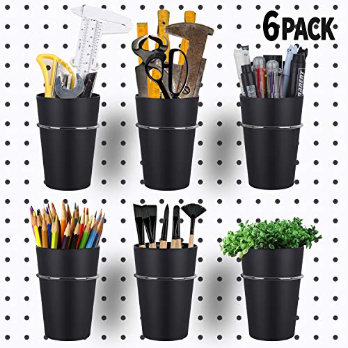 6 Sets Pegboard Hooks with Pegboard Cups, Ring Style Pegboard Bins with