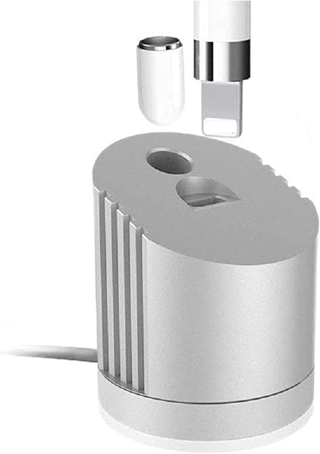 Charging Stand for Apple Pencil, ERSTUK Premium Aluminum Charger Dock Station Power Adapter Build-in Charging Cable Compatible with Apple Pencil 1st 2st Gen (5Ft/Bevel)