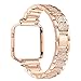 bayite Metal Bands with Frame Compatible Fitbit Blaze, Rhinestone Bling Replacement Accessory Bracelet Women, Rose Gold