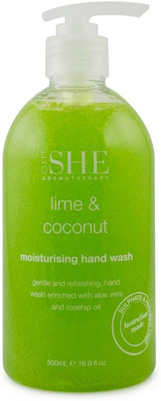 OM SHE Aromatherapy Moisturizing Hand Wash, Lime & Coconut 500ml Vegan Friendly - Cruelty Free - No Harsh Chemicals