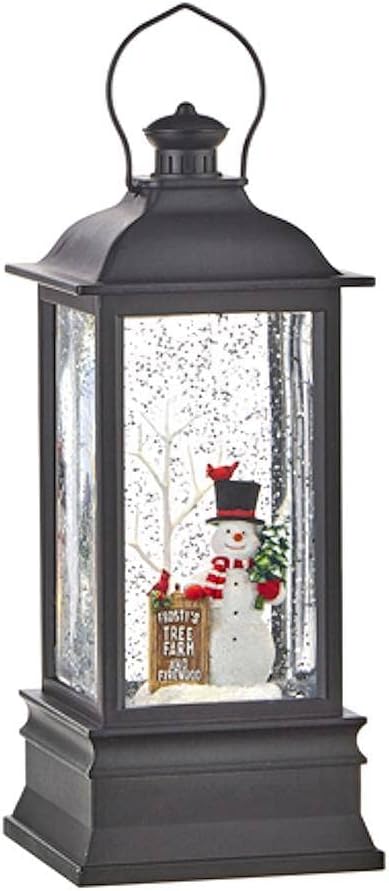Snow Globes - Raz 8.75 Inch Frosty's Tree Farm Musical Lighted Water Lantern
