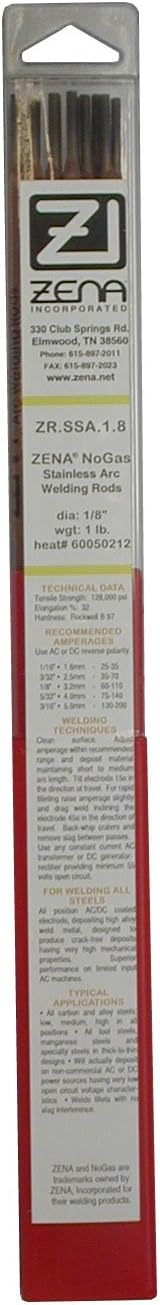 1/8” ZENA NO-Gas Stainless to Stainless to All Super Strength Arc Welding Rods