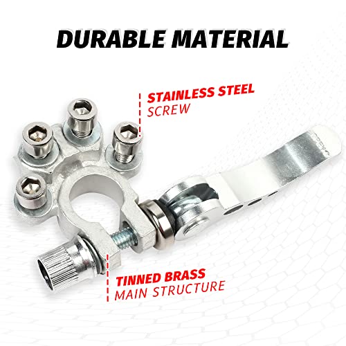 LotFancy Battery Terminal Connectors, Tinned Brass, 2PCS Quick Release Disconnect Car Battery