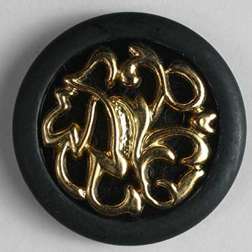 24k Gold Plated Plaque on Black Dill Button #340439 ABS/Polyamid 25mm Hand Washable