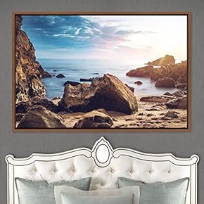 signwin Framed Canvas Wall Art Coastal Scenery Aerial...