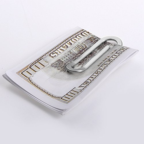 VALYRIA Silver Stainless Steel Paper Clip Shape Cash Money Clip Credit Card Holder (Paper Clip) - Thumbnail 3