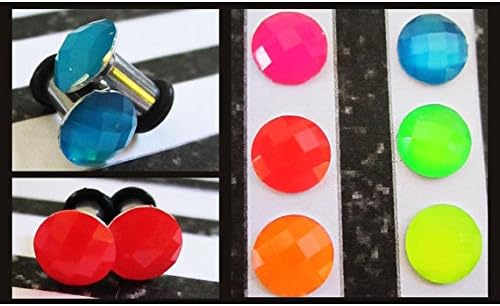 Electric Neon Rhinestone EAR TUNNEL PLUG Earrings you pick gauge size and color - 8g, 6g, 4g, 2g aka 2mm, 3mm, 4mm, 6mm