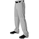 Alleson Athletic Boys Youth Baseball Pants with Braid, Grey/Navy, Medium