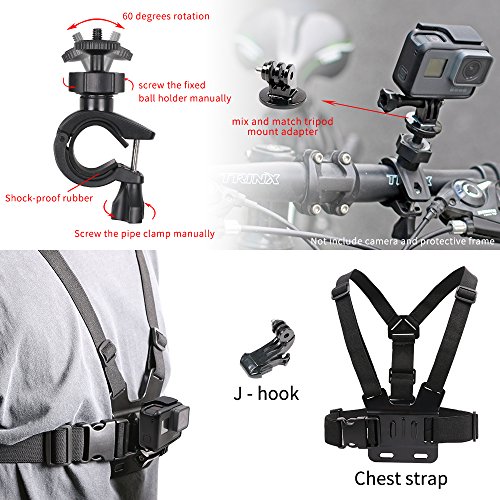 SUREWO Basic Outdoor Accessories Kit for Gopro Hero 6/5/4 Black Hero 5/4 Session 4 Silver 3+ SJ4000/5000/6000 and Sony Sports Dv and More