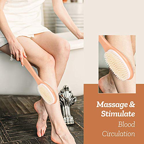 Faraone4w Spazzola per il corpo con setole naturali esfolianti per il massaggio