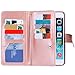 BENTOBEN Case for iPhone 6S Plus/6 Plus, Shiny Bling Flip Sparkle Folio Wallet Case Card Slots Cash Holder Wrist Strap Phone Case for Apple iPhone 6S Plus/6 Plus, Rose Gold/Pink
