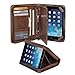 iPad Mini Case, iPad Mini 4 Case, GMYLE Business Portfolio Travel Case for iPad Mini Retina - Brown R-64 Pattern PU Leather Protective Slim Folio Stand Case Cover (with Card Slots and Money Pocket)