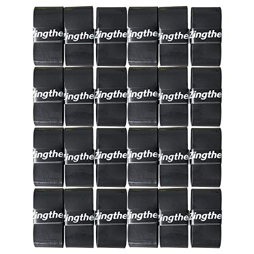 Zingther Premium Super Tacky Professional Tennis Racket Grip Tape Bulk Bundle Pack, Badminton Racket/Racquetball Squash Racquet Wrap Overgrip (24 Grips,Black)